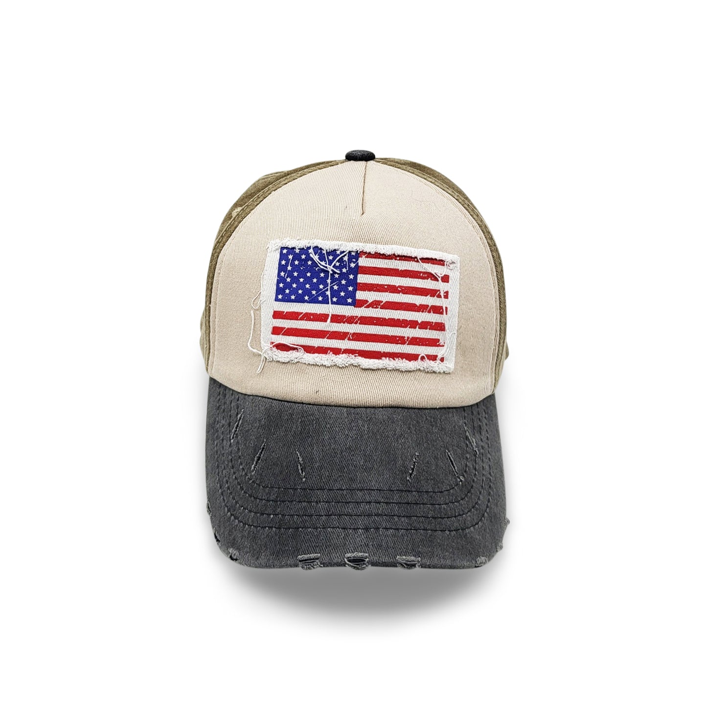 Khaki Design Flag Cap