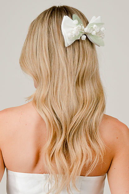 Flower Detail Small Bow Hair Clip