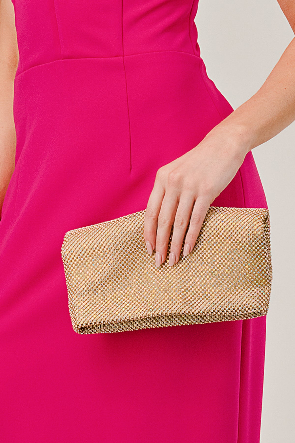 Rhinestone Clutch Hand Bag With Chain